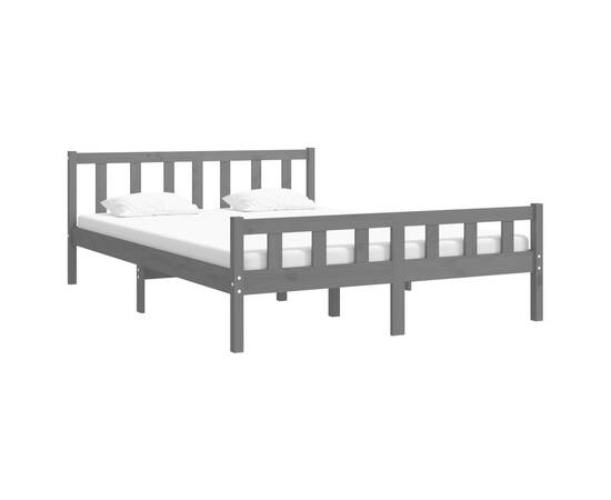 Cadru de pat, gri, 140x200 cm, lemn masiv de pin, 3 image