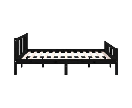 Cadru de pat, negru, 140x190 cm, lemn masiv, 6 image