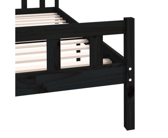 Cadru de pat king size 5ft, 150x200 cm, negru, lemn masiv, 7 image