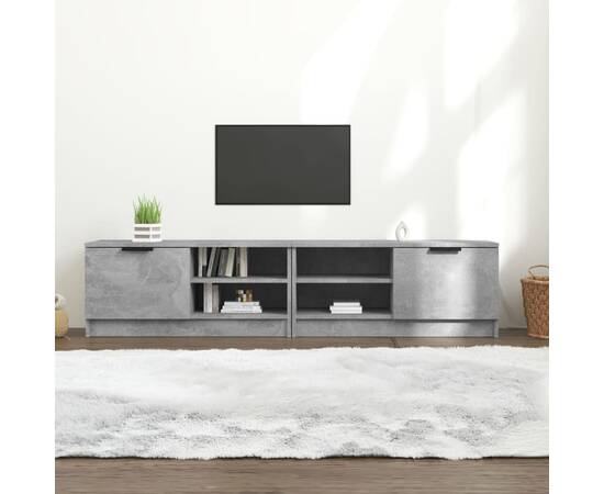 Comodă tv, 2 buc., gri beton, 80x35x36,5 cm, lemn prelucrat