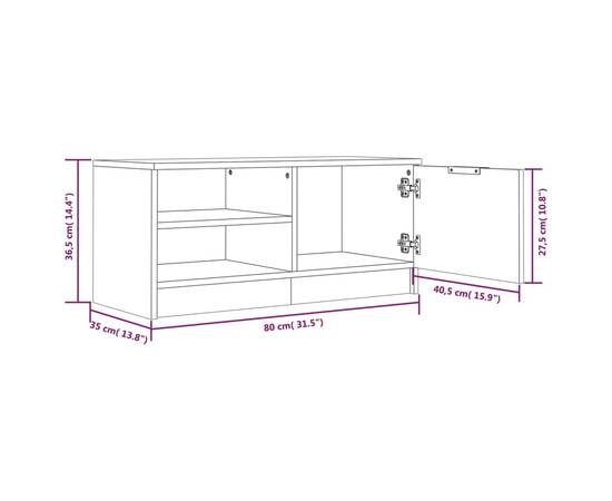 Comodă tv, 2 buc., gri beton, 80x35x36,5 cm, lemn prelucrat, 10 image