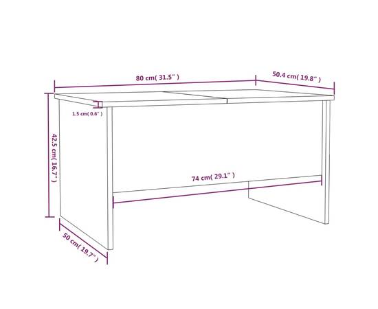 Măsuță de cafea, gri beton, 80x50x42,5 cm, lemn prelucrat, 9 image