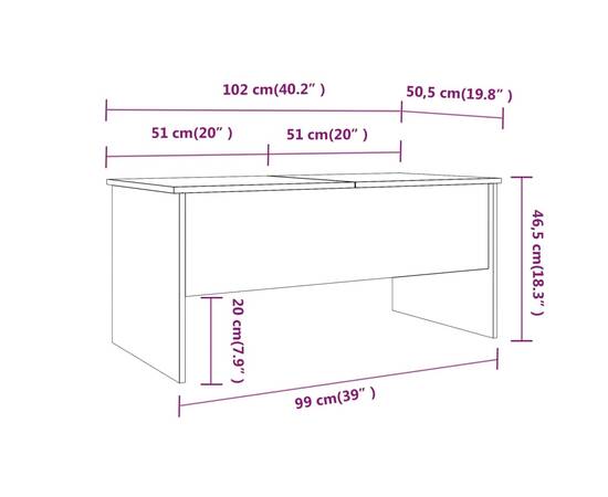 Măsuță de cafea alb extralucios 102x50,5x46,5 cm lemn prelucrat, 9 image