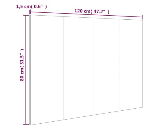 Tăblie de pat, gri beton, 120x1,5x80 cm, lemn prelucrat, 7 image