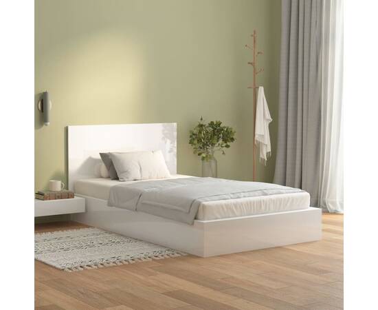 Tăblie de pat,alb extralucios, 120x1,5x80 cm, lemn prelucrat, 3 image