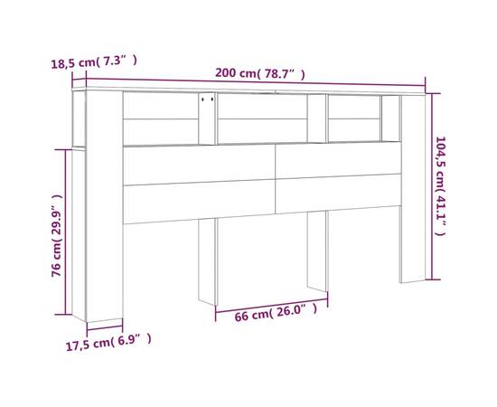 Dulap tăblie, gri beton, 200x18,5x104,5  cm, 7 image