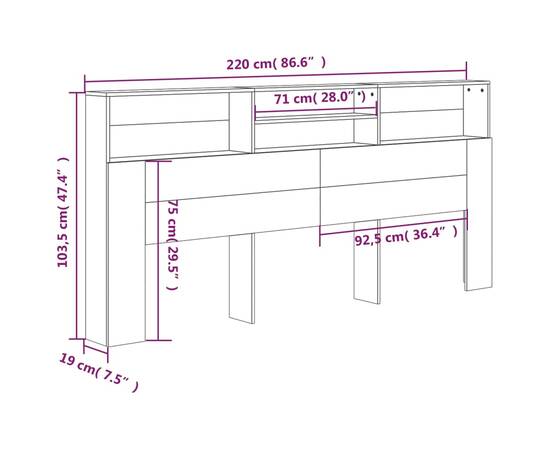 Dulap tăblie, gri beton, 220x19x103,5 cm, 7 image