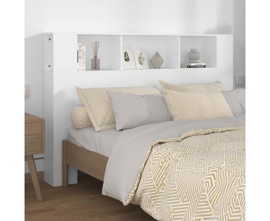 Tăblie de pat cu dulap, alb, 160x18,5x104,5 cm