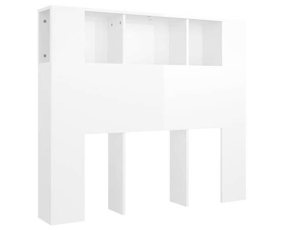 Tăblie de pat cu dulap, alb extralucios, 120x18,5x104,5 cm, 2 image