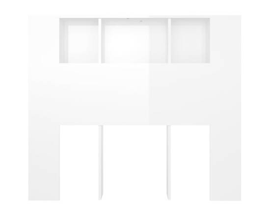 Tăblie de pat cu dulap, alb extralucios, 120x18,5x104,5 cm, 4 image