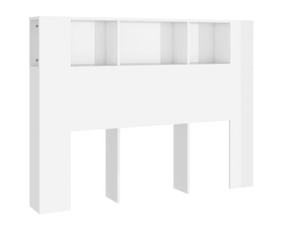 Tăblie de pat cu dulap, alb extralucios, 140x18,5x104,5 cm, 2 image