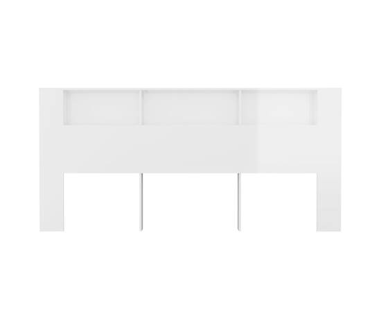 Tăblie de pat cu dulap, alb extralucios, 220x18,5x104,5 cm, 4 image