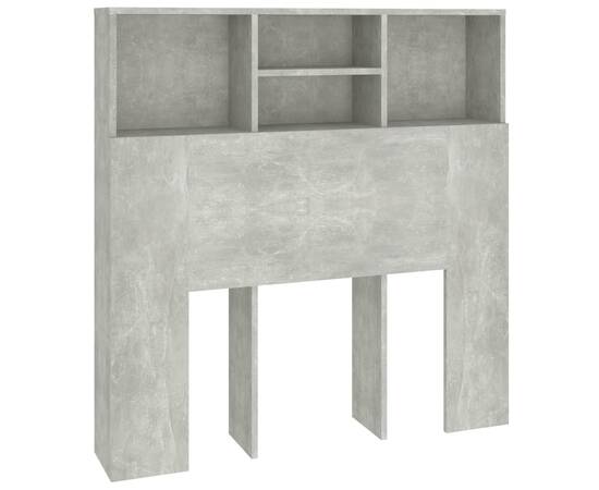 Tăblie de pat cu dulap, gri beton, 100x19x103,5 cm, 2 image