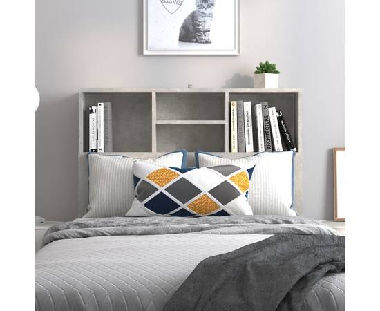 Tăblie de pat cu dulap, gri beton, 100x19x103,5 cm, 3 image