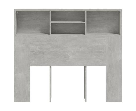 Tăblie de pat cu dulap, gri beton, 120x19x103,5 cm, 5 image
