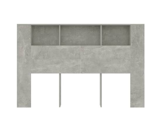 Tăblie de pat cu dulap, gri beton, 160x18,5x104,5 cm, 4 image