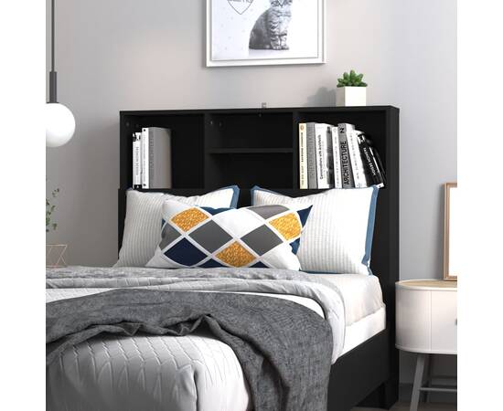 Tăblie de pat cu dulap, negru, 100x19x103,5 cm