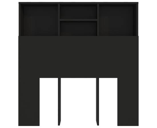 Tăblie de pat cu dulap, negru, 100x19x103,5 cm, 4 image