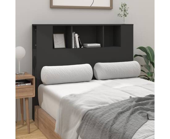 Tăblie de pat cu dulap, negru, 120x18,5x104,5 cm, 3 image