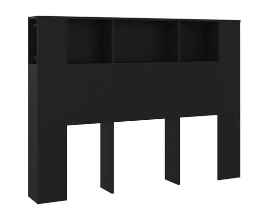 Tăblie de pat cu dulap, negru, 140x18,5x104,5 cm, 2 image