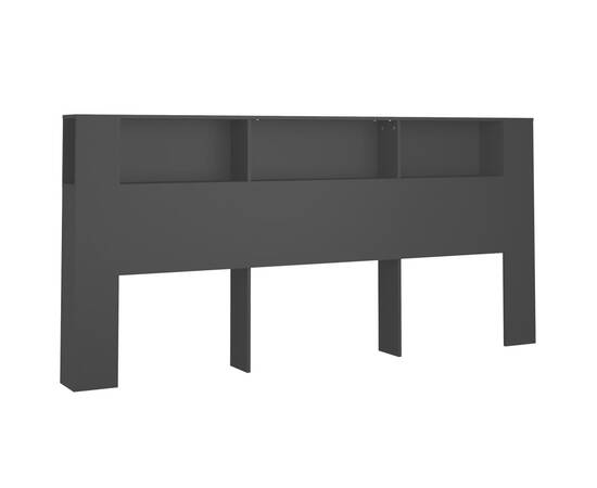 Tăblie de pat cu dulap, negru, 220x18,5x104,5 cm, 2 image