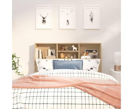 Tăblie de pat cu dulap, stejar sonoma, 120x19x103,5 cm, 3 image
