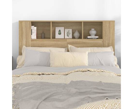Tăblie de pat cu dulap, stejar sonoma, 140x18,5x104,5 cm, 5 image