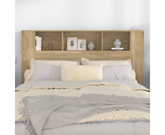 Tăblie de pat cu dulap, stejar sonoma, 160x18,5x104,5 cm, 3 image