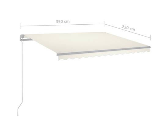 Copertină automată cu senzor vânt & led, crem, 3,5x2,5 m, 11 image