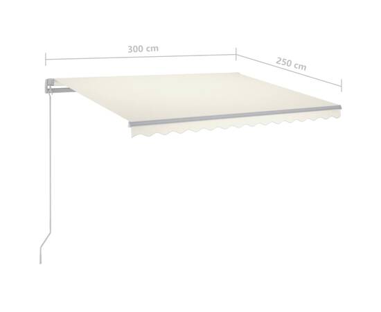 Copertină automată cu senzor vânt & led, crem, 3x2,5 m, 11 image