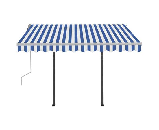 Copertină retractabilă automat cu stâlpi albastru&alb 3,5x2,5 m, 5 image