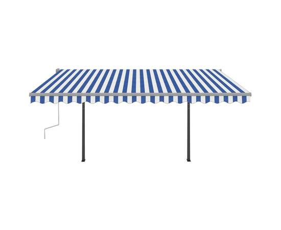 Copertină retractabilă manual, cu stâlpi, albastru/alb, 4x3 m, 5 image