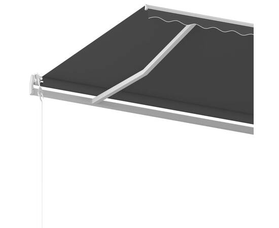 Copertină retractabilă manual, cu stâlpi, antracit, 5x3,5 m, 6 image