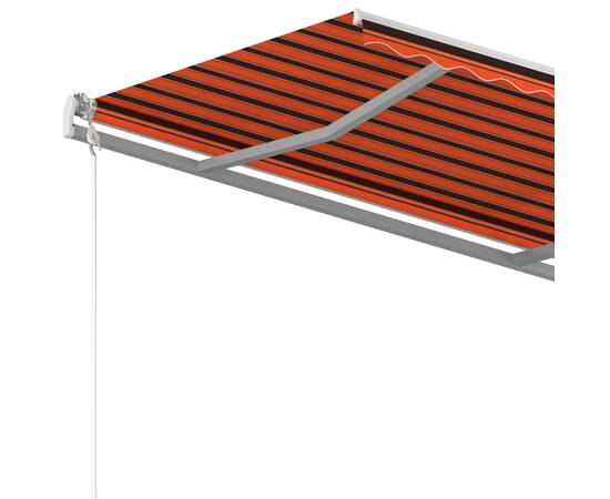 Copertină retractabilă manual, stâlpi portocaliu&maro 3,5x2,5 m, 7 image