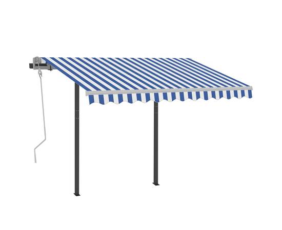 Copertină retractabilă manual cu led, albastru & alb 3,5x2,5 m, 3 image