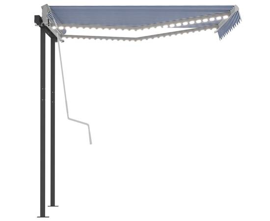 Copertină retractabilă manual cu led, albastru & alb 3,5x2,5 m, 6 image