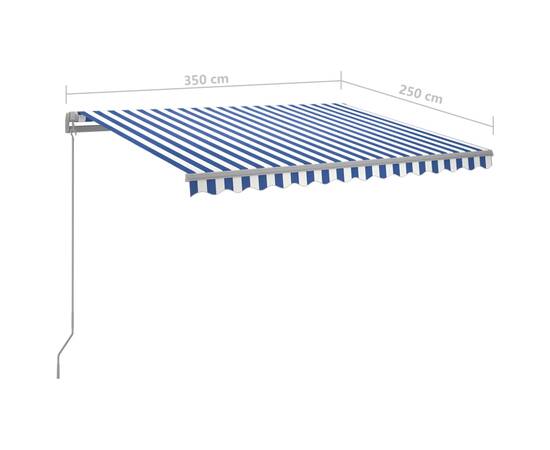 Copertină retractabilă manual cu led, albastru & alb 3,5x2,5 m, 11 image