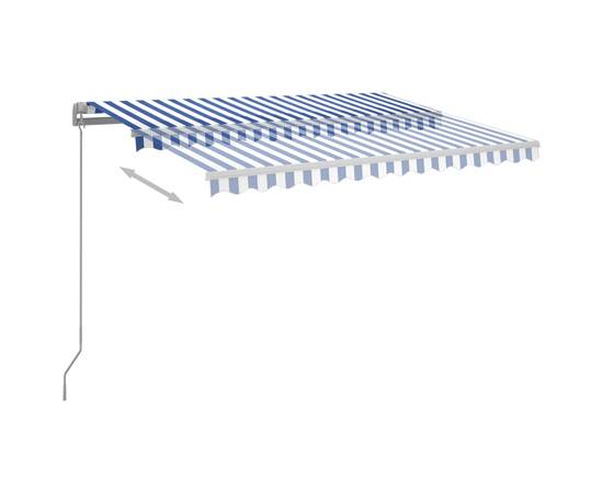 Copertină retractabilă manual cu led, albastru&alb, 3x2,5 m, 4 image