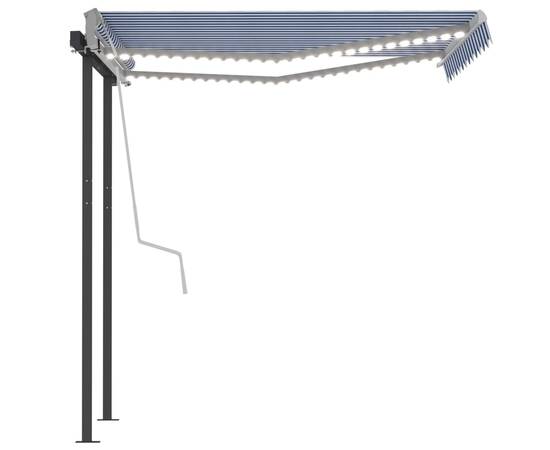 Copertină retractabilă manual cu led, albastru&alb, 3x2,5 m, 6 image