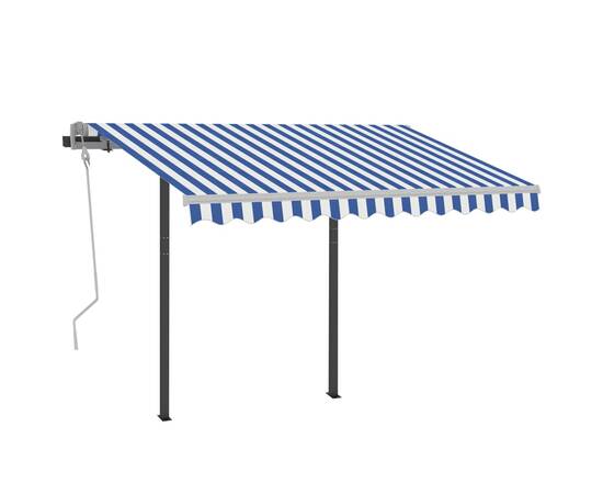 Copertină retractabilă manual cu led, albastru&alb, 3x2,5 m, 3 image