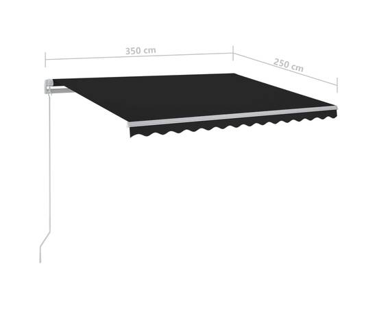 Copertină retractabilă manual cu led, antracit, 3,5x2,5 m, 11 image