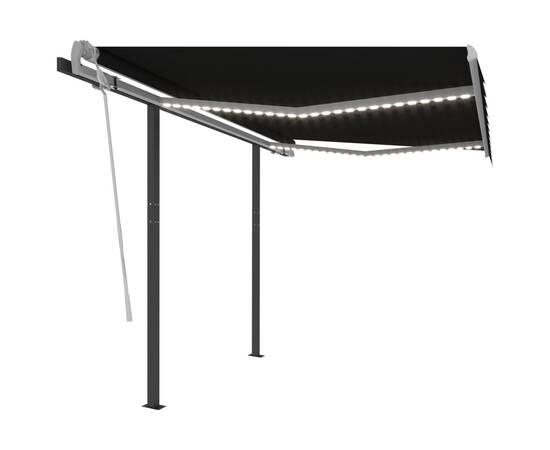 Copertină retractabilă manual cu led, antracit, 3,5x2,5 m, 2 image