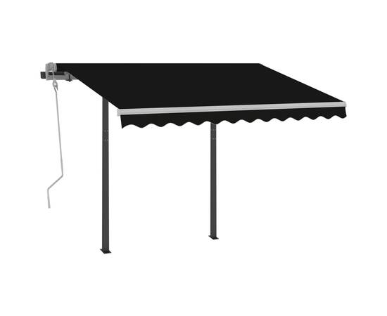 Copertină retractabilă manual cu led, antracit, 3,5x2,5 m, 3 image