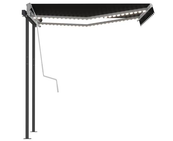 Copertină retractabilă manual cu led, antracit, 3,5x2,5 m, 6 image