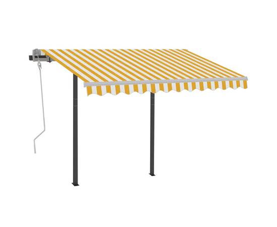 Copertină retractabilă manual cu led, galben/alb, 3,5x2,5 m, 3 image