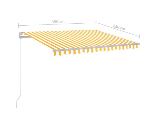 Copertină retractabilă manual cu led, galben/alb, 3,5x2,5 m, 11 image