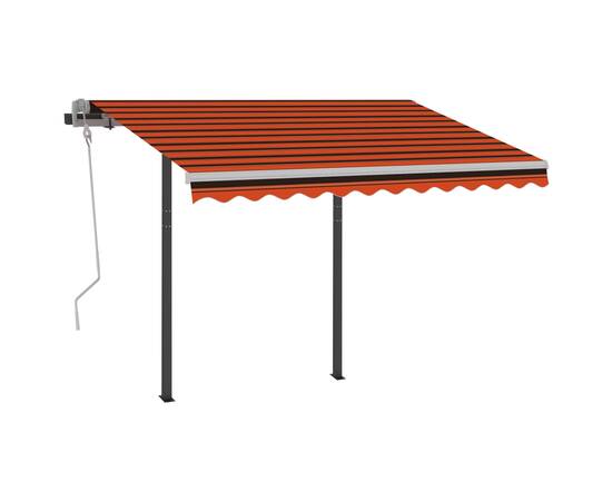 Copertină retractabilă manual cu led, portocaliu&maro 3,5x2,5 m, 3 image