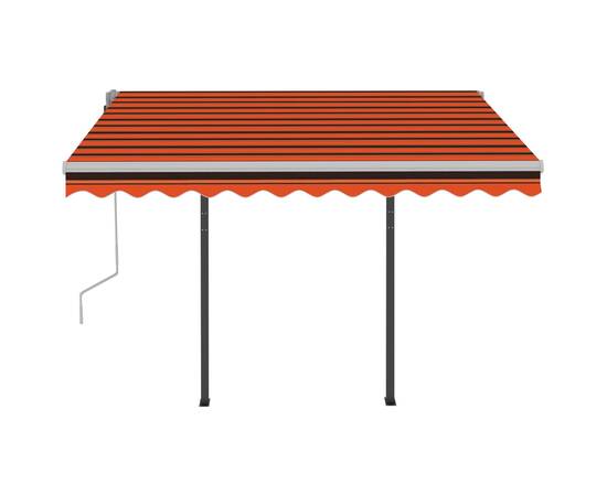 Copertină retractabilă manual cu led, portocaliu&maro 3,5x2,5 m, 5 image