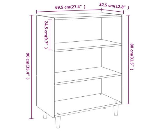 Măsuță de cafea, gri beton, 69,5x32,5x90 cm, lemn prelucrat, 7 image