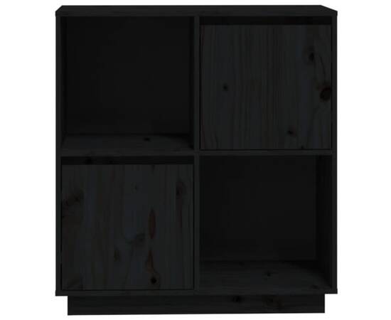 Servantă, negru, 74x35x80 cm, lemn masiv de pin, 6 image